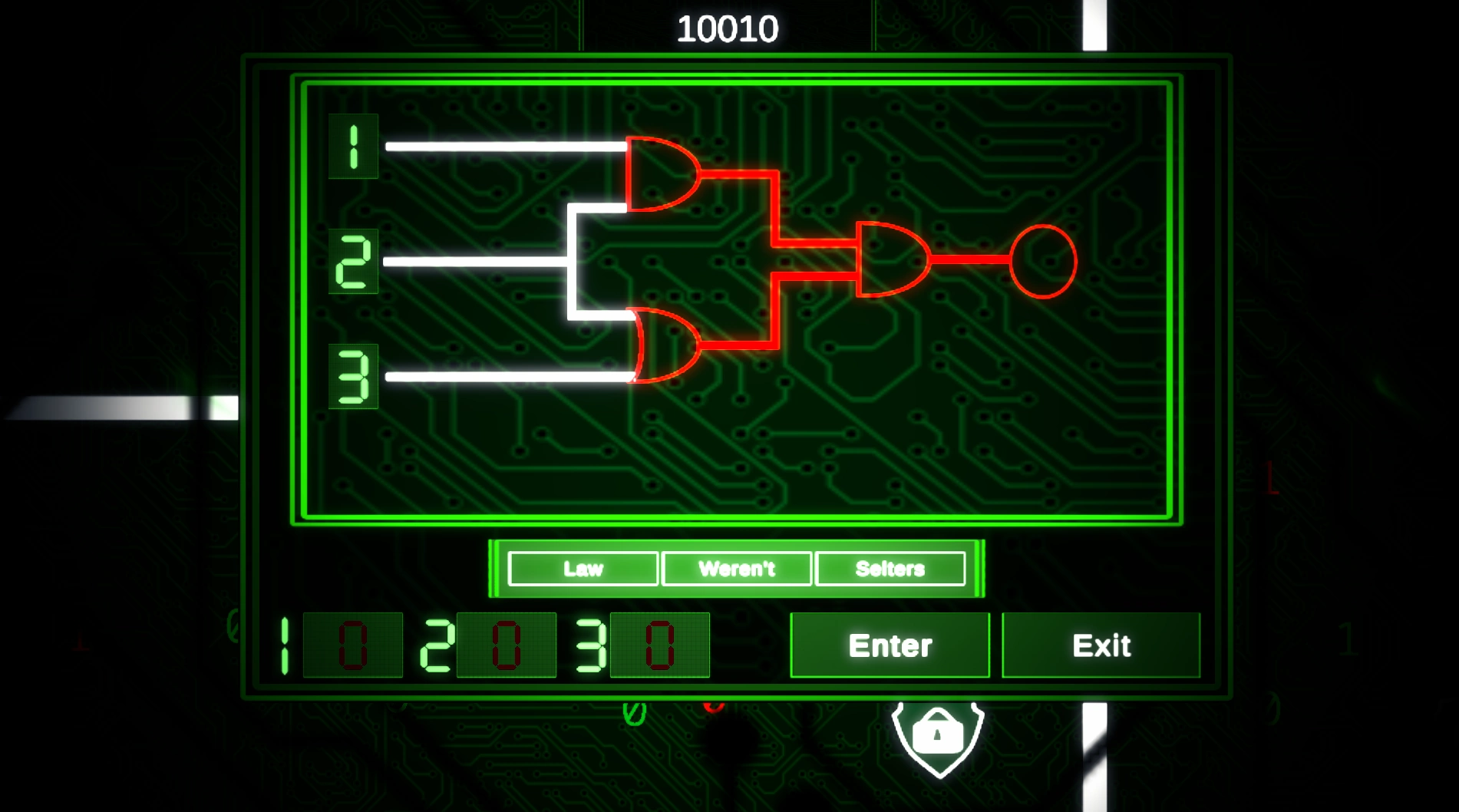 A puzzle where there is 2 AND gates going to a AND gate and the values has been inputted wrong